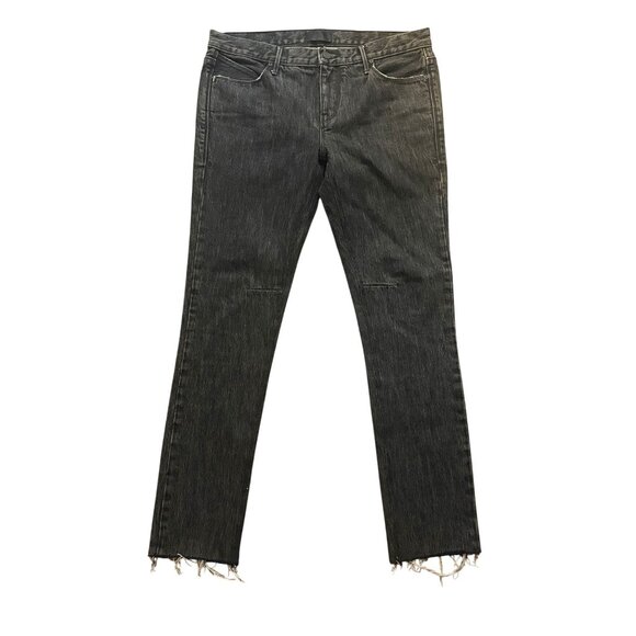 RtA Distressed Cropped Skinny Jeans in Washed Black